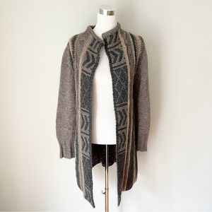 Gottardi Made in Italy Longline Brown/Gray Alpaca Wool Mohair Cardigan S…